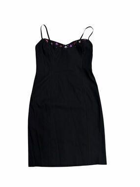 Vintage Laundry by Shelli Segal Black Dress with Pink Floral‎ Sequins - Size 12